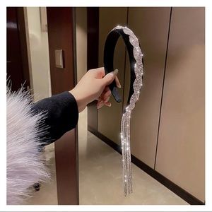 Asymmetrical Rhinestone Velvet Headband